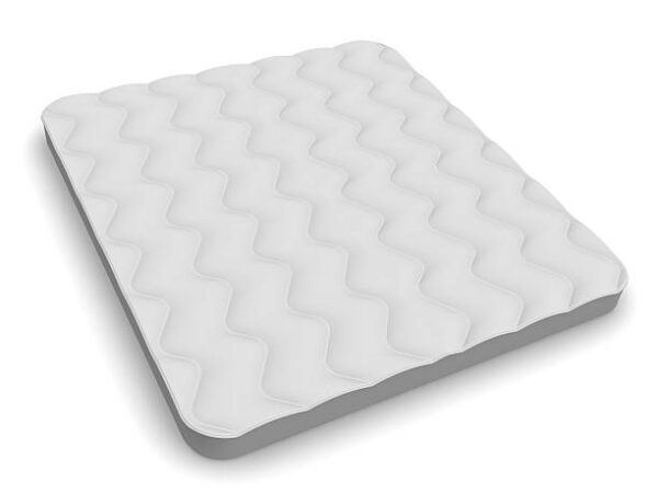 Gray mattress on a white surface. isolated